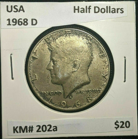 USA 1968 D Half Dollars KM# 202a #077  10A