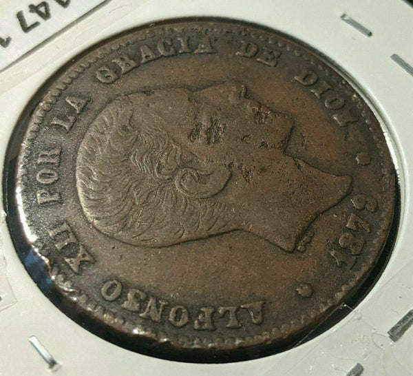 Spain 1879 MO 10 Centimos KM# 675 Rotated Die Rim Damage #105 #23B