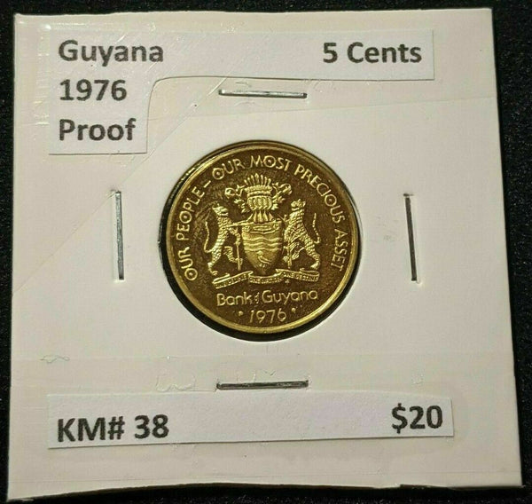 Guyana Proof 1976 5 Cents KM# 38 #050  8B