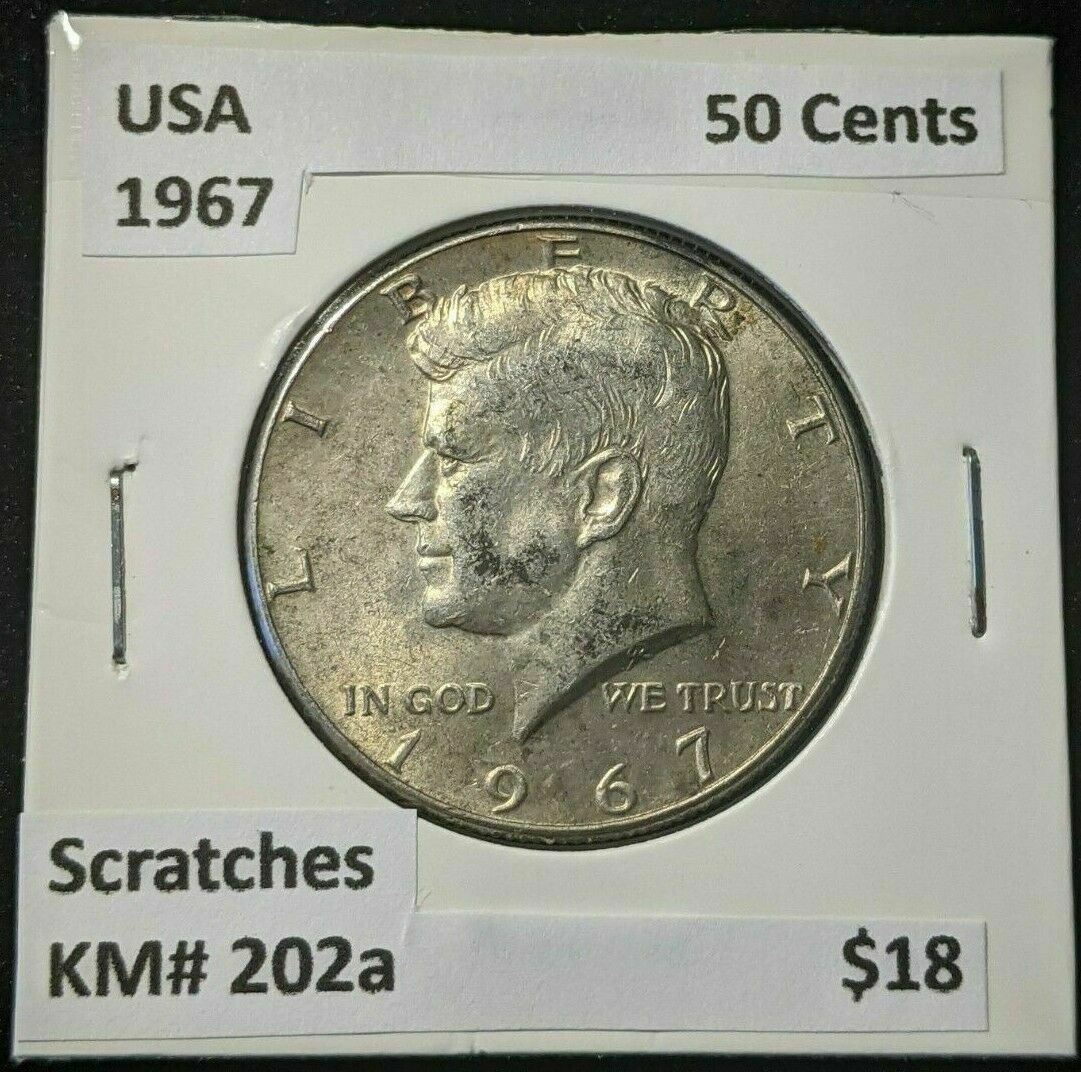 USA 1967 50 Cents KM# 202a Scratches #421  10A