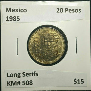Mexico 1985 20 Pesos KM# 508 Long Serifs #1522   #6C