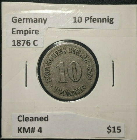 Germany Empire 1876 C 10 Pfennig KM# 4 Cleaned    #037  7B