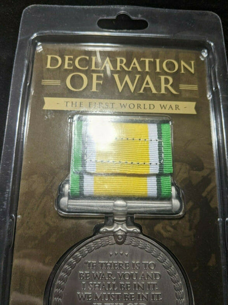 1914 Declaration of War. WWI stamp medal. Medallion encasing the stamp #591