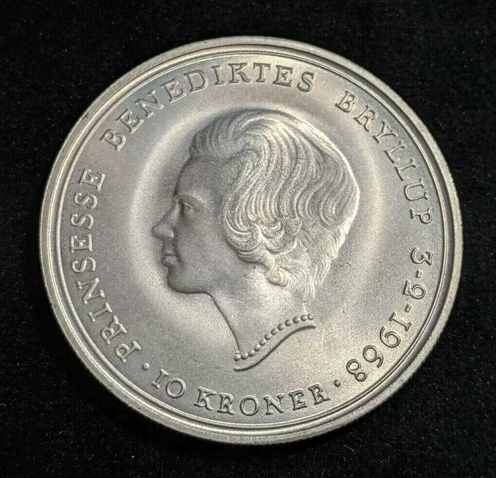 Denmark 1968 10 Kroner KM# 857 Scratches #052  #22C