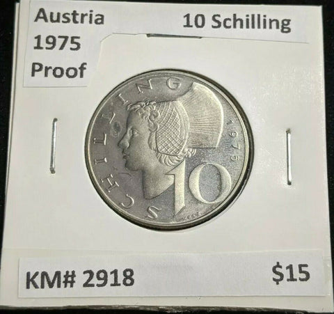 Austria Proof 1975 10 Schilling KM# 2918 #034  #20A