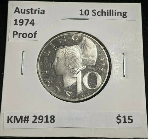 Austria Proof 1974 10 Schilling KM# 2918 #003  #20A