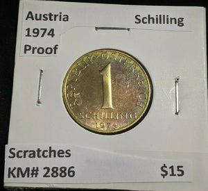 Austria Proof 1974 Schilling KM# 2886 Scratches #019  #20A