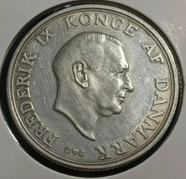 Denmark 1958 2 Kroner KM# 845 Cleaned #011  #20A