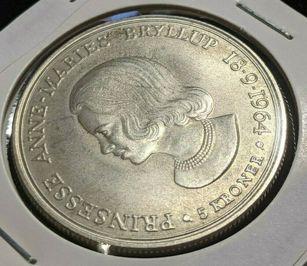 Denmark 1964 5 Kroner KM# 854 Cleaned #022  #20A