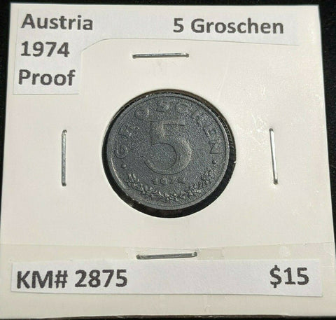 Austria Proof 1974 5 Groschen KM# 2875 #037  #20A