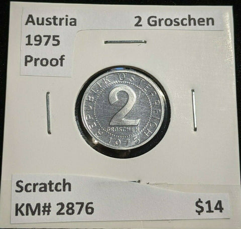 Austria Proof 1975 2 Groschen KM# 2876 Scratch #027  #20A