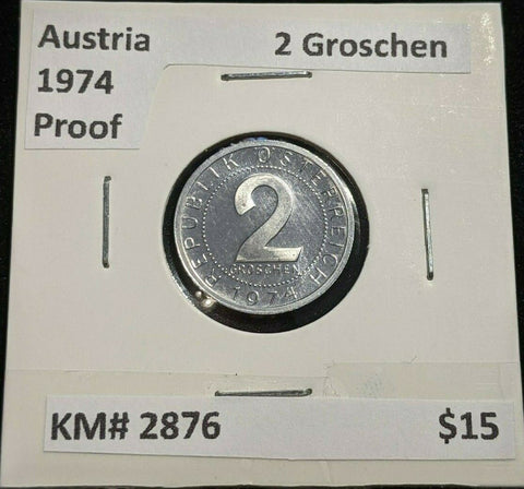 Austria Proof 1974 2 Groschen KM# 2876 #025  #20A