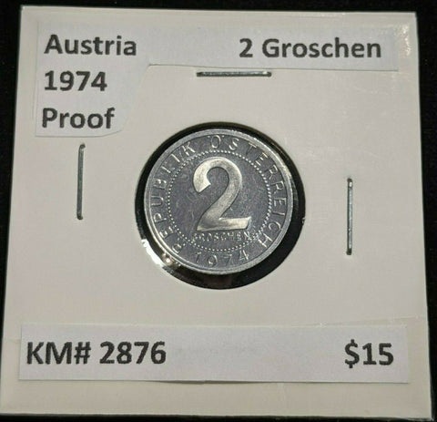 Austria Proof 1974 2 Groschen KM# 2876 #023  #20A