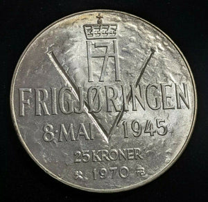 Norway 1970 25 Kroner KM# 414 Scratches #063  #22C