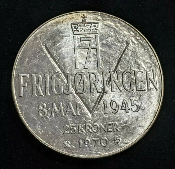 Norway 1970 25 Kroner KM# 414 Scratches #063  #22C