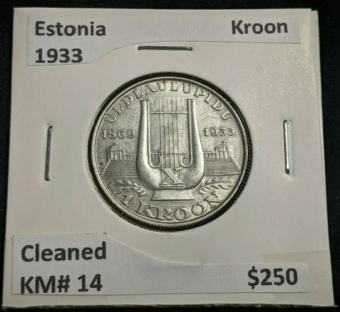 Estonia 1933 Kroon KM# 14 Cleaned #018  #22B