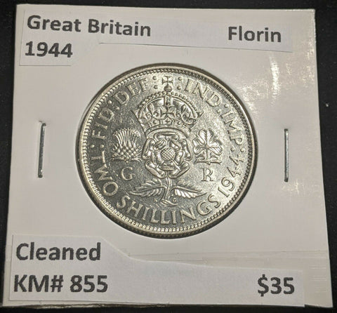 Great Britain 1944 Florin KM# 855 Cleaned #088 #22A