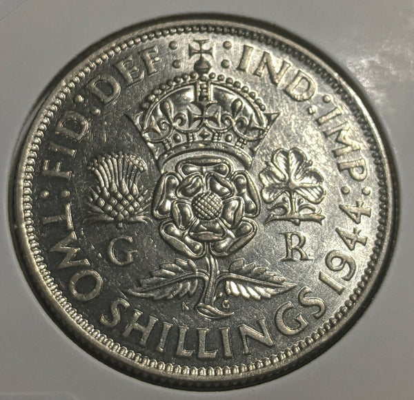 Great Britain 1944 Florin KM# 855 Cleaned #088 #22A