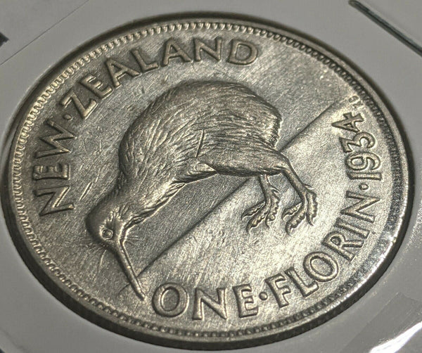 New Zealand 1934 Florin KM# 4 Cleaned #082 #22A