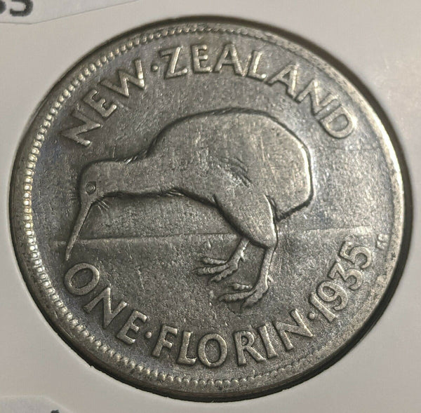 New Zealand 1935 Florin KM# 4 Cleaned #250 #22A