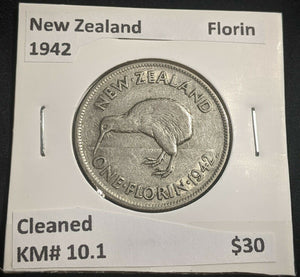 New Zealand 1942 Florin KM# 10.1 Cleaned #208 #22A