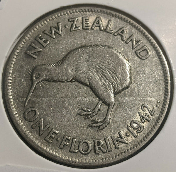 New Zealand 1942 Florin KM# 10.1 Cleaned #208 #22A