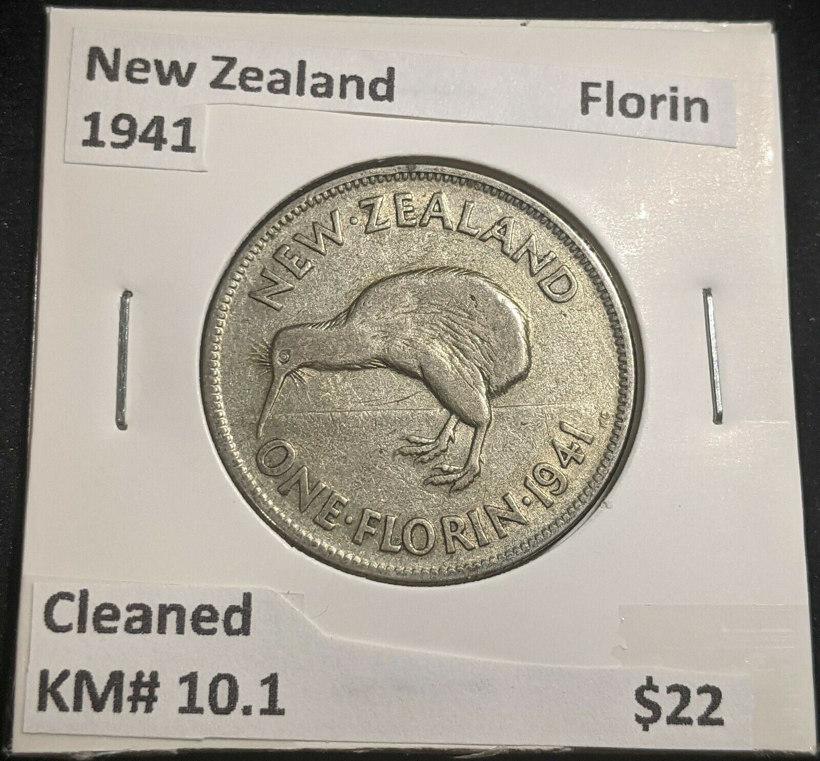 New Zealand 1941 Florin KM# 10.1 Cleaned #215 #22A