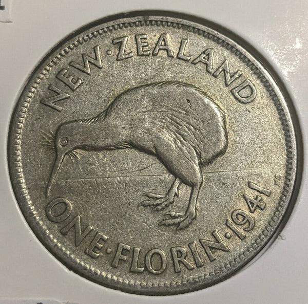 New Zealand 1941 Florin KM# 10.1 Cleaned #215 #22A