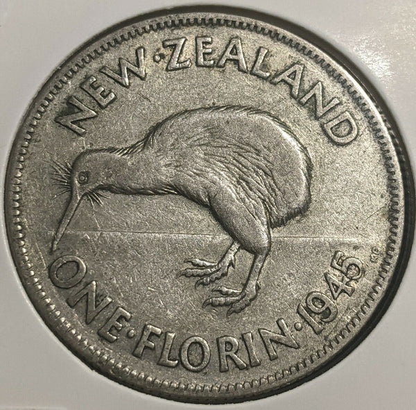 New Zealand 1945 Florin KM# 10.1 Cleaned #212 #22A