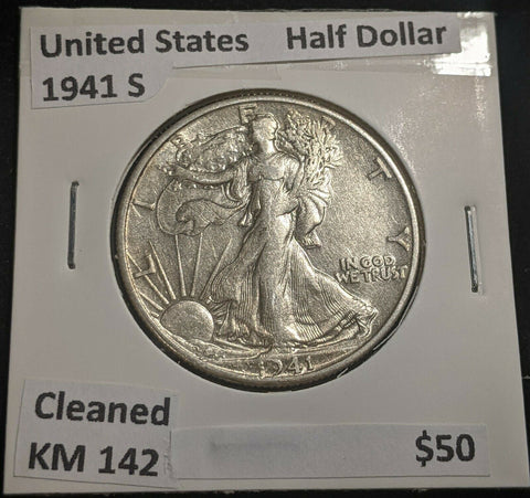 United States 1941 S Half Dollar KM 142 Cleaned #054 #22A