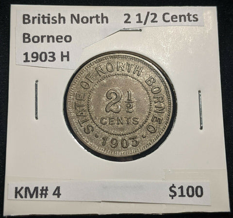 British North Borneo 1903 H 2 1/2 Cents KM# 4 #018  #14C