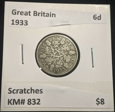 Great Britain 1933 Sixpence 6d KM# 832 Scratches #693 #14B