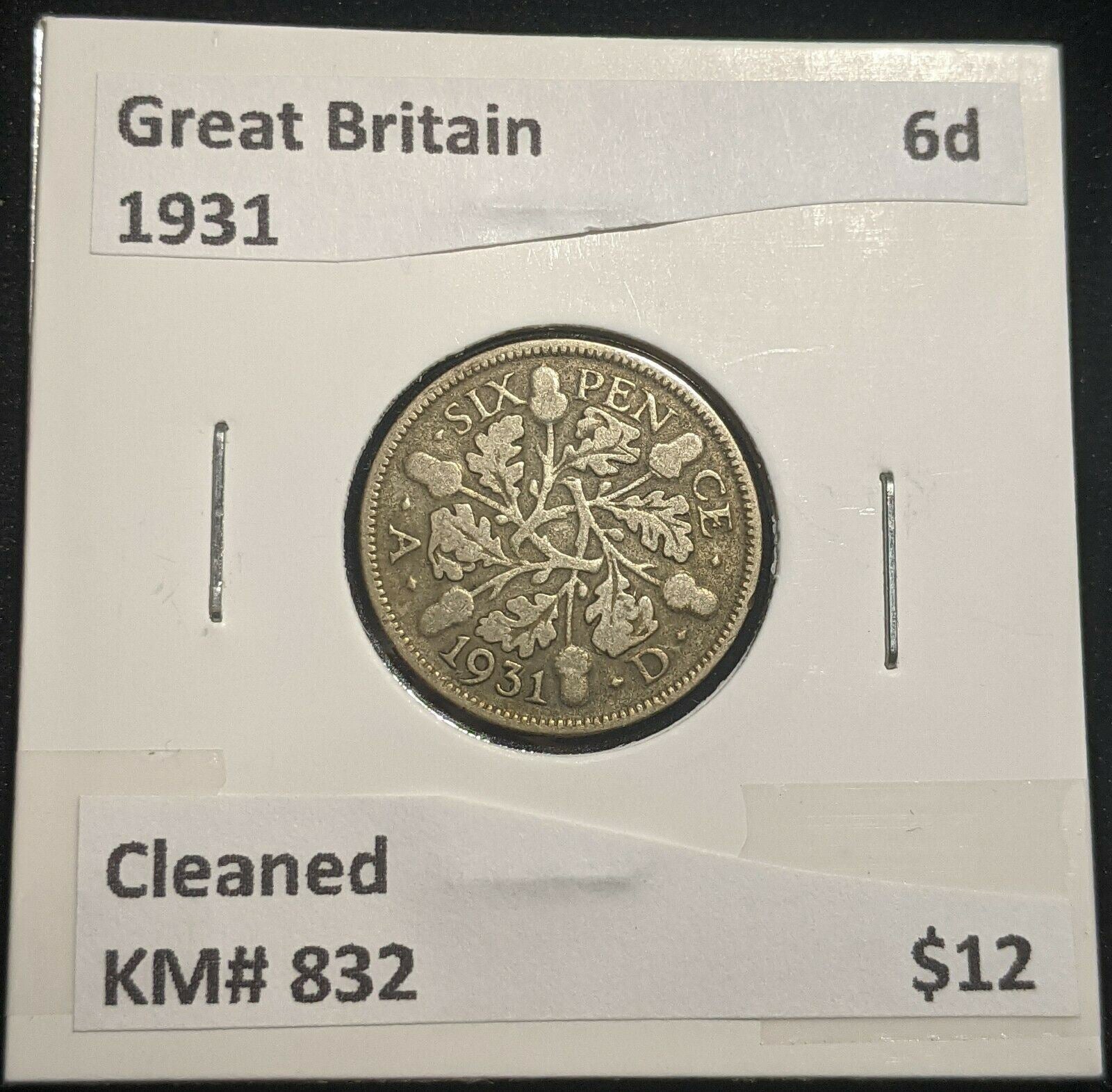 Great Britain 1931 Sixpence 6d KM# 832 Cleaned #110 #14B