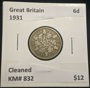 Great Britain 1931 Sixpence 6d KM# 832 Cleaned #110 #14B