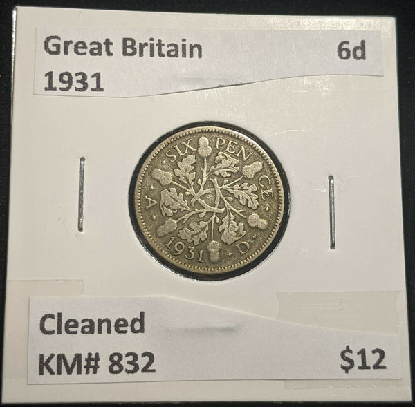 Great Britain 1931 Sixpence 6d KM# 832 Cleaned #110 #14B