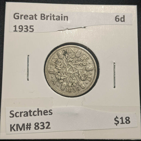 Great Britain 1935 Sixpence 6d KM# 832 Scratches #135 #14B