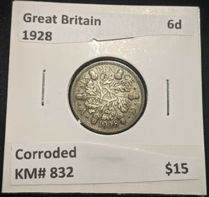 Great Britain 1928 Sixpence 6d KM# 832 Corroded #706 #14B