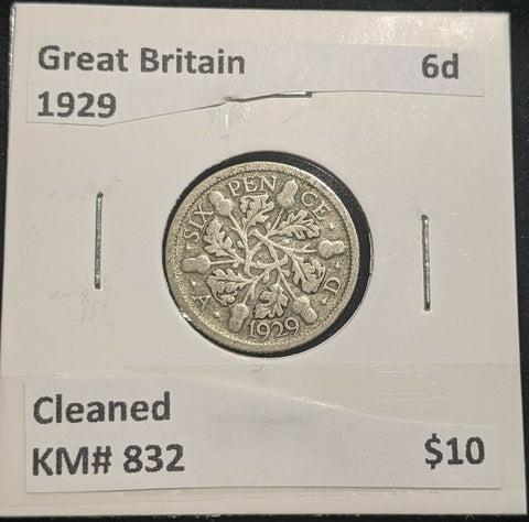 Great Britain 1929 Sixpence 6d KM# 832 Cleaned #710 #14B