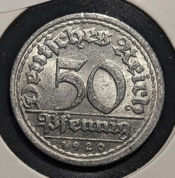 Germany Weimar Republic 1920 J 50 Pfennig KM# 27 Scratches #642 #18C