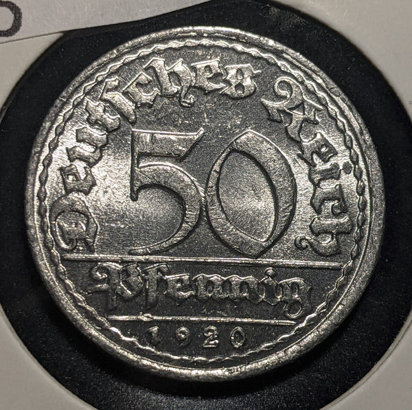 Germany Weimar Republic 1920 D 50 Pfennig KM# 27 Scratches #637 #18C