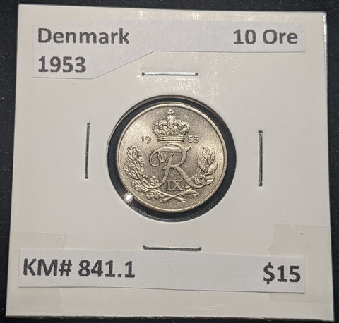 Denmark 1953 10 Ore KM# 841.1 #0164 #18C