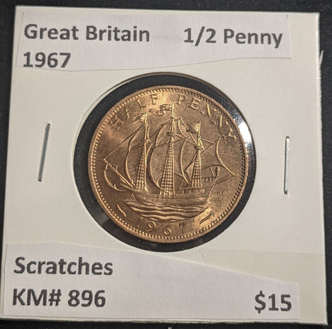 Great Britain 1967 Half Penny 1/2d KM# 896 Scratches #644 #18C