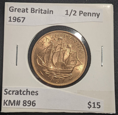 Great Britain 1967 Half Penny 1/2d KM# 896 Scratches #398 #18C