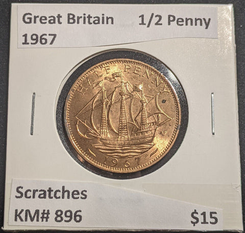 Great Britain 1967 Half Penny 1/2d KM# 896 Scratches #633 #18C
