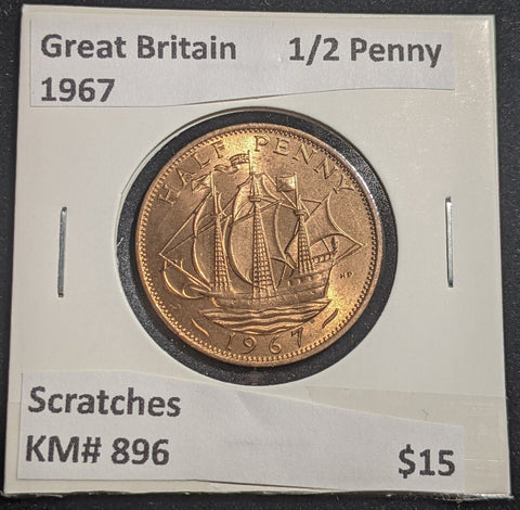 Great Britain 1967 Half Penny 1/2d KM# 896 Scratches #698 #18C
