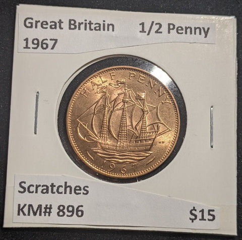 Great Britain 1967 Half Penny 1/2d KM# 896 Scratches #645 #18C