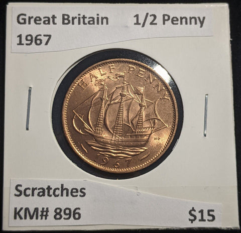 Great Britain 1967 Half Penny 1/2d KM# 896 Scratches #652 #18B