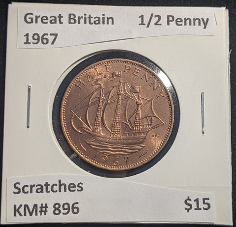 Great Britain 1967 Half Penny 1/2d KM# 896 Scratches #653 #18B