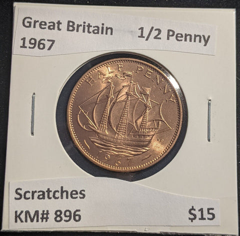 Great Britain 1967 Half Penny 1/2d KM# 896 Scratches #700 #18B