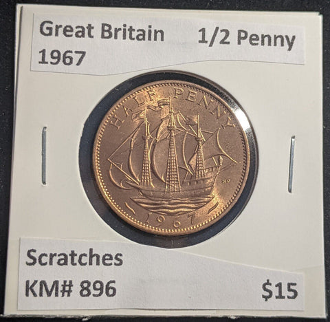 Great Britain 1967 Half Penny 1/2d KM# 896 Scratches #699 #18B